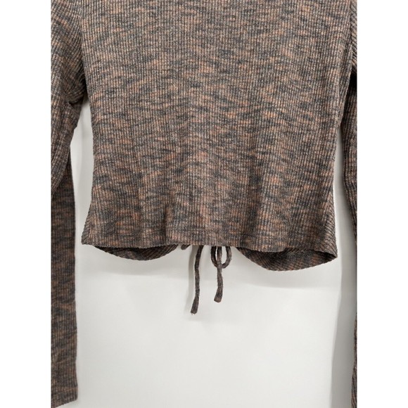 NWT Wild fable Women's Blouse‎ Cozy Knit Long Sleeve Front Lace-Up Brown Size M - Picture 9 of 10